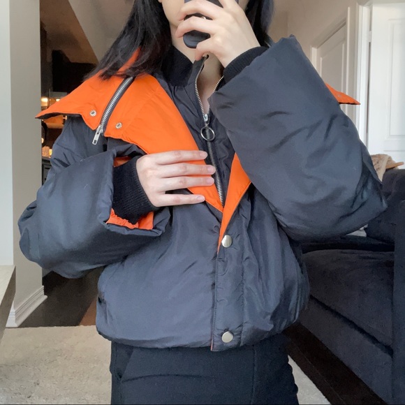 Bomber jacket with big orange collar detail - Picture 4 of 11